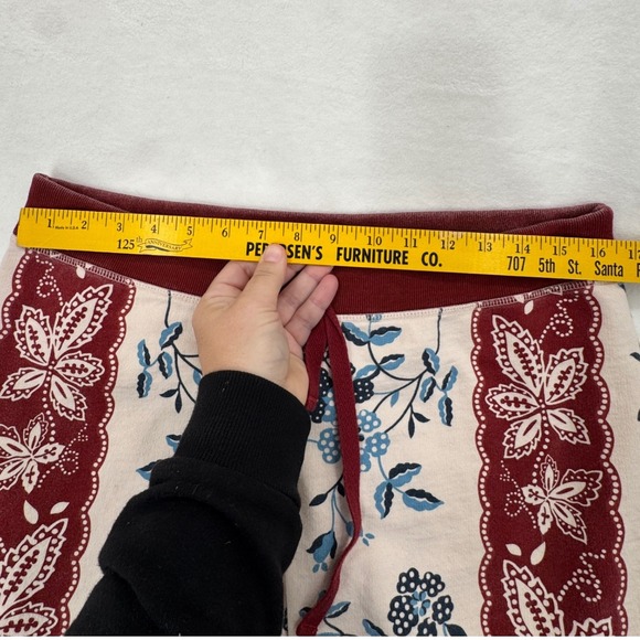 Vtg Lucky Brand Womens Floral Sweatpants LRG Wide Leg Pants Burgundy Cream Y2K - Picture 6 of 10